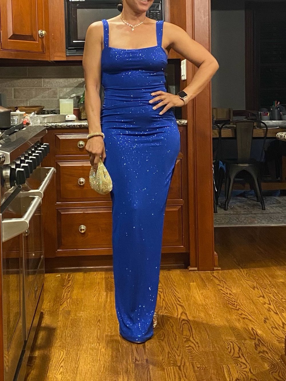 Windsor square neck Sparkling royal blue Maxi Dress